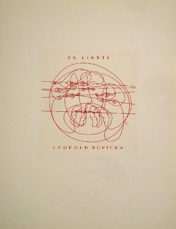 Etching Erni - Ex Libris Leopold Ruzicka