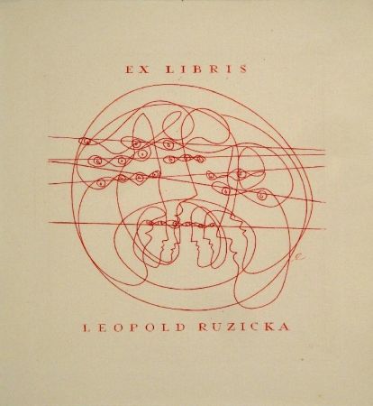 Etching Erni - Ex Libris Leopold Ruzicka