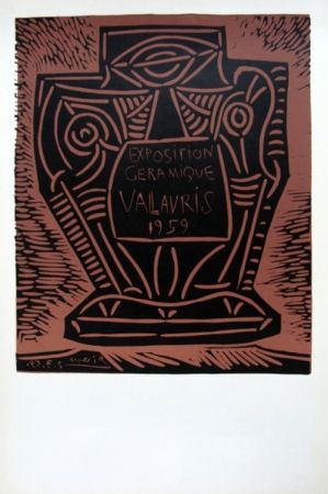 Linocut Picasso - Exposition Ceramique Vallauris 1959