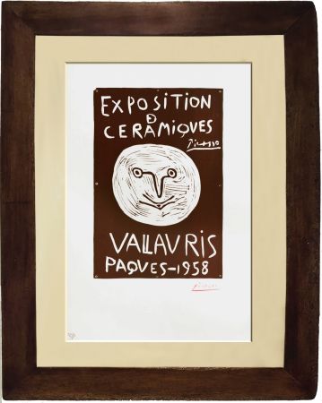 Linocut Picasso - Exposition de Céramiques - Vallauris Paques - 1958