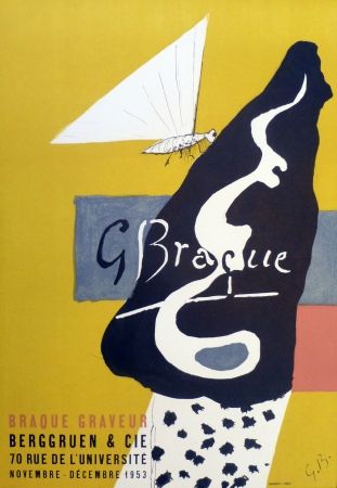Lithograph Braque - Exposition galerie Berggruen 1953