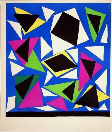 Lithograph Matisse - Exposition Galerie Kléber 1952. Lithographie sur Arches d'après les papiers découpés. 