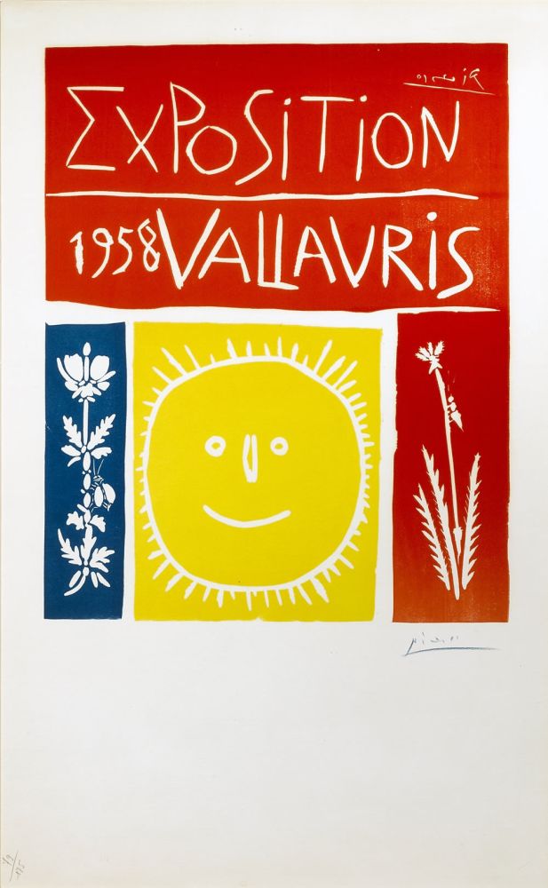 Linocut Picasso - Exposition Vallauris 1958