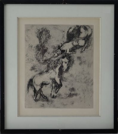 Engraving Chagall - Fables de la Fontaine - Le cheval et l'âne