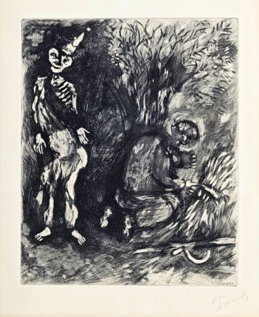 Etching Chagall - Fables de la Fontaine : La mort et le bucheron, 1952