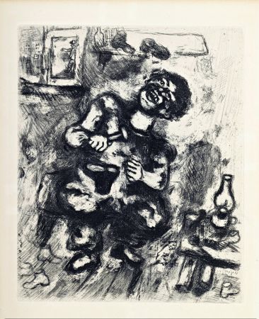 Etching Chagall - Fables de la Fontaine : Le savetier et le financier, 1952