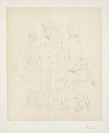 Etching Picasso - Famille de Saltimbanques (Family of Acrobats), c.1950