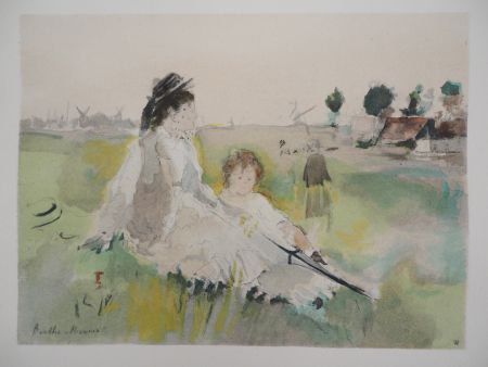 Lithograph Morisot - Famille à la campagne