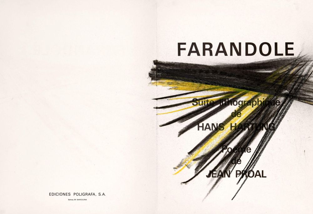 Lithograph Hartung - Farandole. Avec un pastel original. 