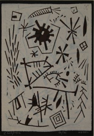Linocut Nebel - Farbiger Linolschnitt (Werknummer L. 643/1972). 