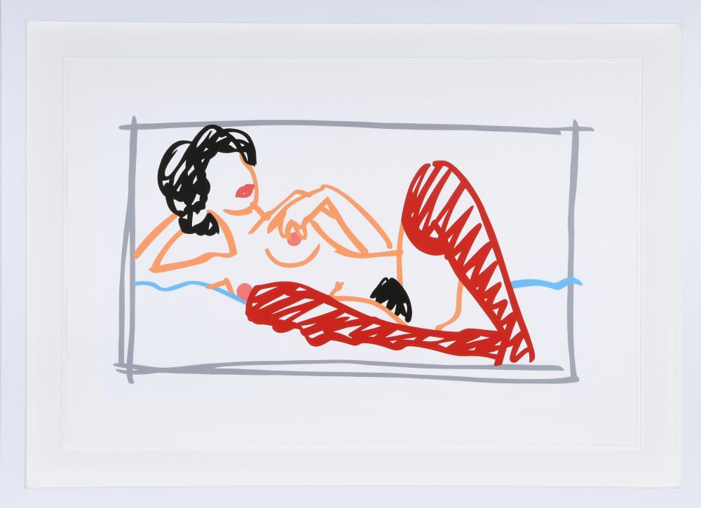 Screenprint Wesselmann - Fast Sketch Red Stocking Nude