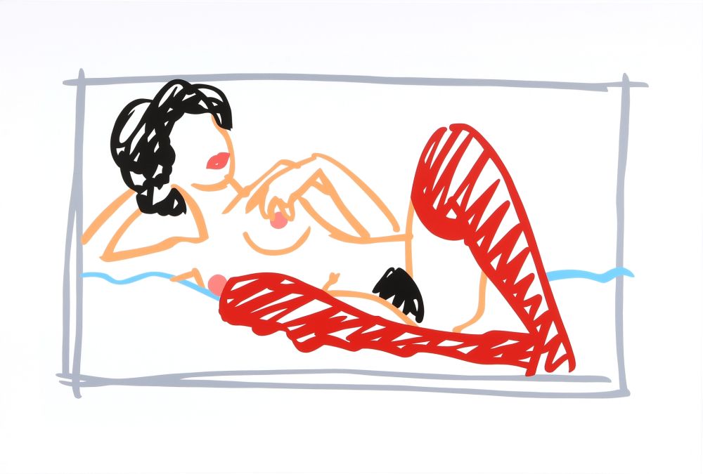 Screenprint Wesselmann - Fast Sketch Red Stocking Nude