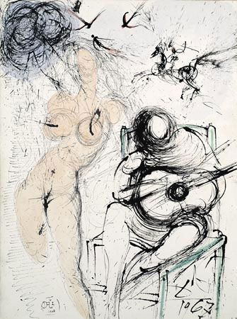 Etching Dali - Femme a la Guitare (Woman with Guitar)
