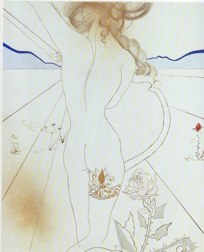 Engraving Dali - Femme a la jarretiere