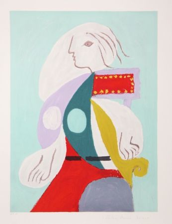 Lithograph Picasso - Femme A La Robe Multicolore