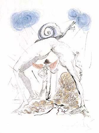 Etching Dali - Femme a l'Escargot