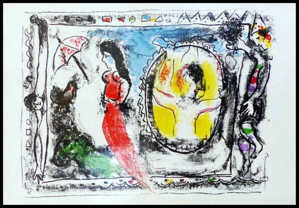 Lithograph Chagall - FEMME A L'OMBRELLE