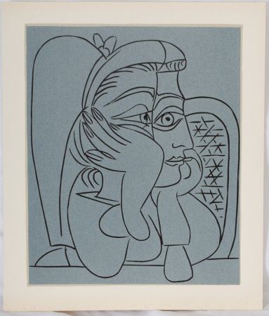 Linocut Picasso - Femme accoudée