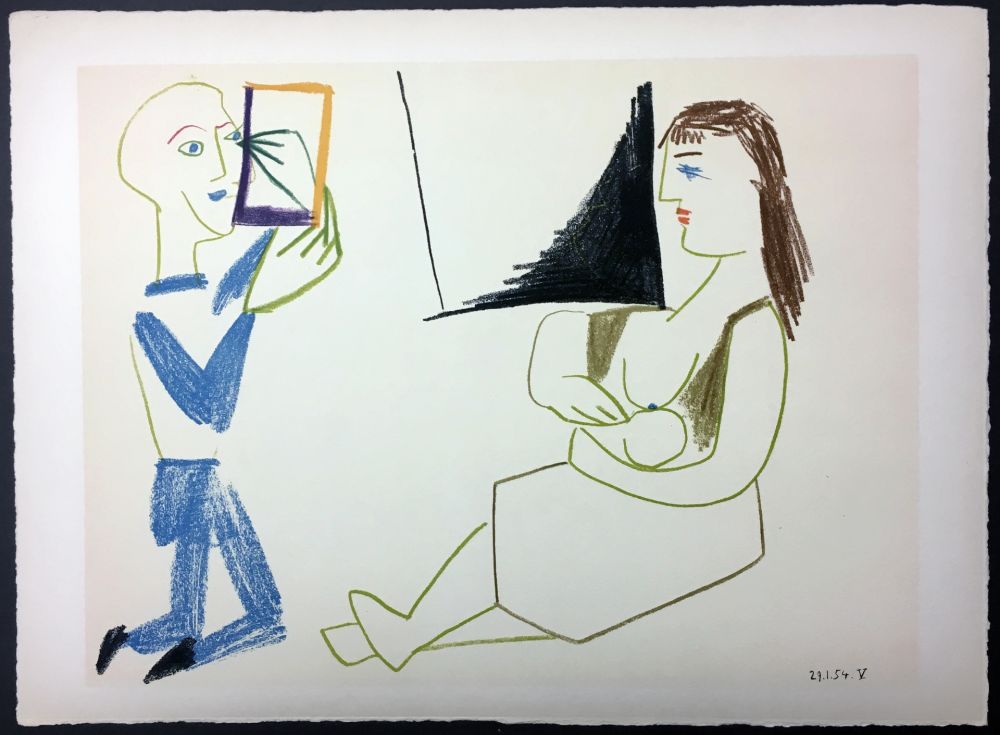 Lithograph Picasso - Femme allaitant (de La Comédie Humaine - Verve 29-30. 1954).