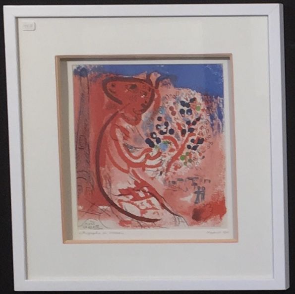 Lithograph Chagall - Femme au bouquet
