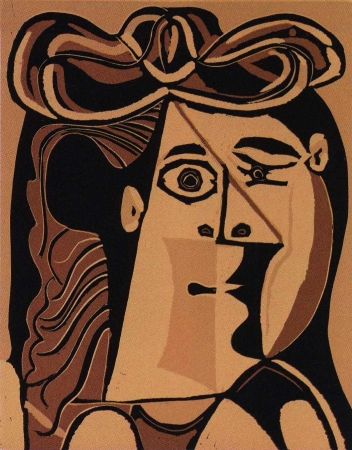 Linocut Picasso - Femme au Chapeau