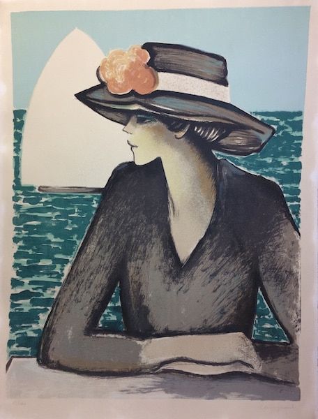 Lithograph Cassigneul  - Femme au chapeau.