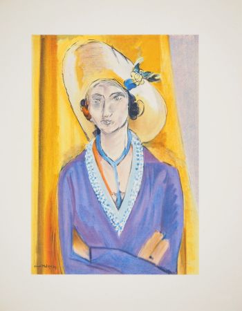 Lithograph Matisse - Femme au chapeau de paille