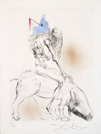 Drypoint Dali - Femme au cochon (Woman with Pig)
