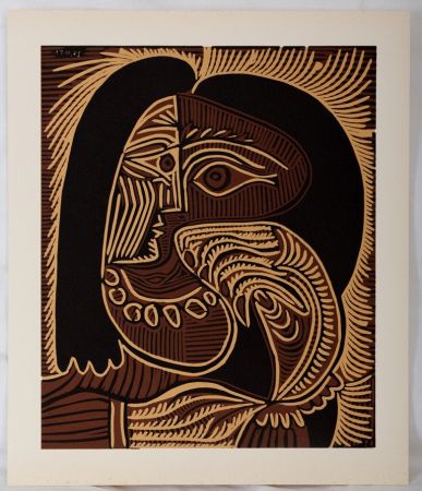 Linocut Picasso - Femme au collier