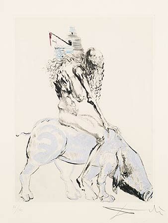 Etching Dali - Femme au Couchon (Woman with a Pig)