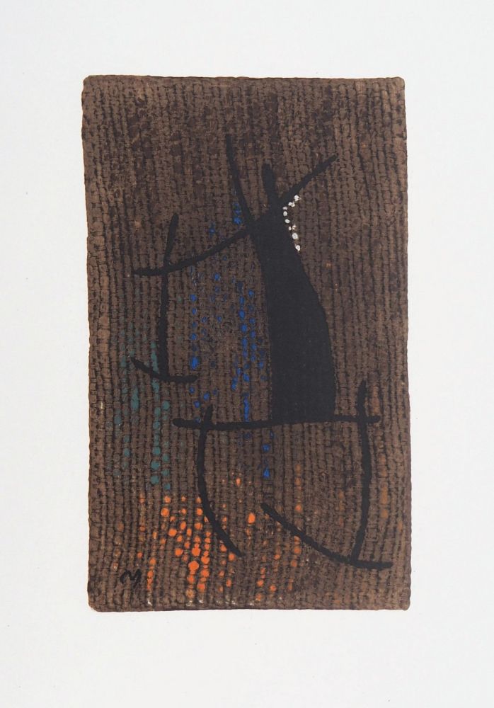 Lithograph Miró - Femme au fond marron