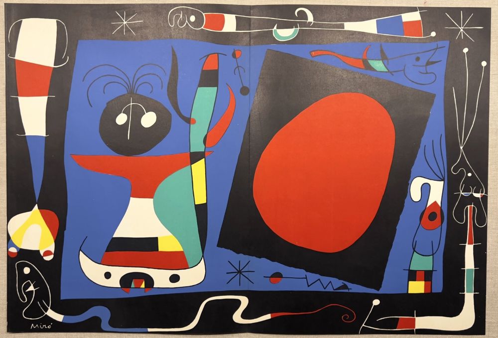 Lithograph Miró - FEMME AU MIROIR. Lithographie originale de 1956