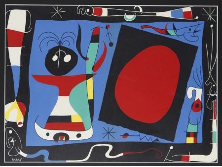 Lithograph Miró - Femme au miroir / Woman Before a Mirror