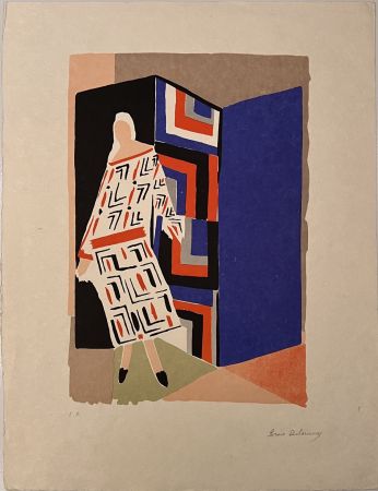 Lithograph Delaunay - Femme au paravent