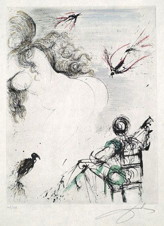 Etching Dali - Femme au Perroquet (Woman with Parrot)