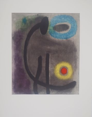 Lithograph Miró - Femme au soleil