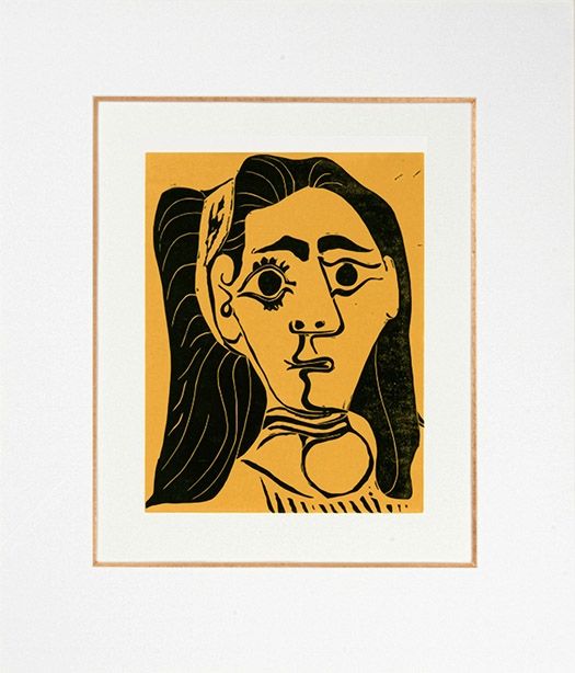 Linocut Picasso - Femme aux cheveux flous (Jacqueline au bandeau III)