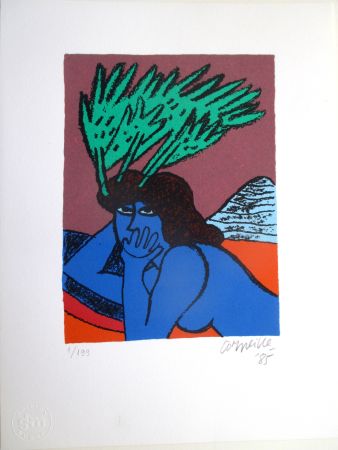 Lithograph Corneille - Femme Bleu