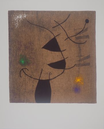 Lithograph Miró - Femme dans le vent