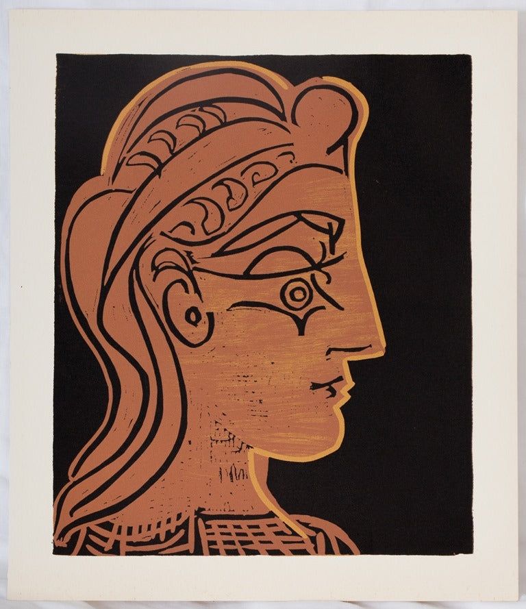 Linocut Picasso - Femme de profil