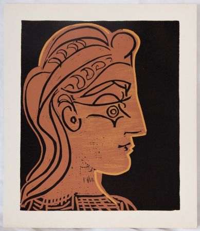 Linocut Picasso - Femme de profil