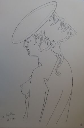 Lithograph Cocteau - Femme de profil