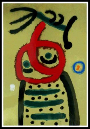 Pochoir Miró (After) - FEMME ET OISEAU
