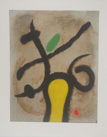 Lithograph Miró - Femme et oiseau