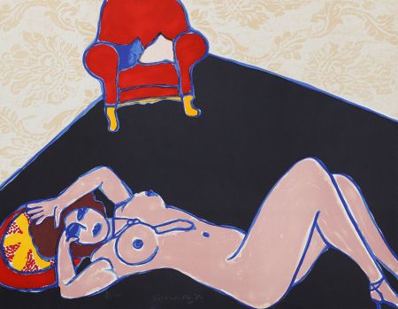 Lithograph Corneille - Femme nue
