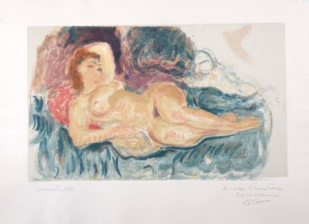 Lithograph Camoin - Femme nue allongée, circa 1950 - Hand-signed