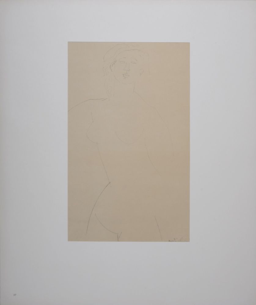 Lithograph Modigliani - Femme nue aux cheveux bouclés