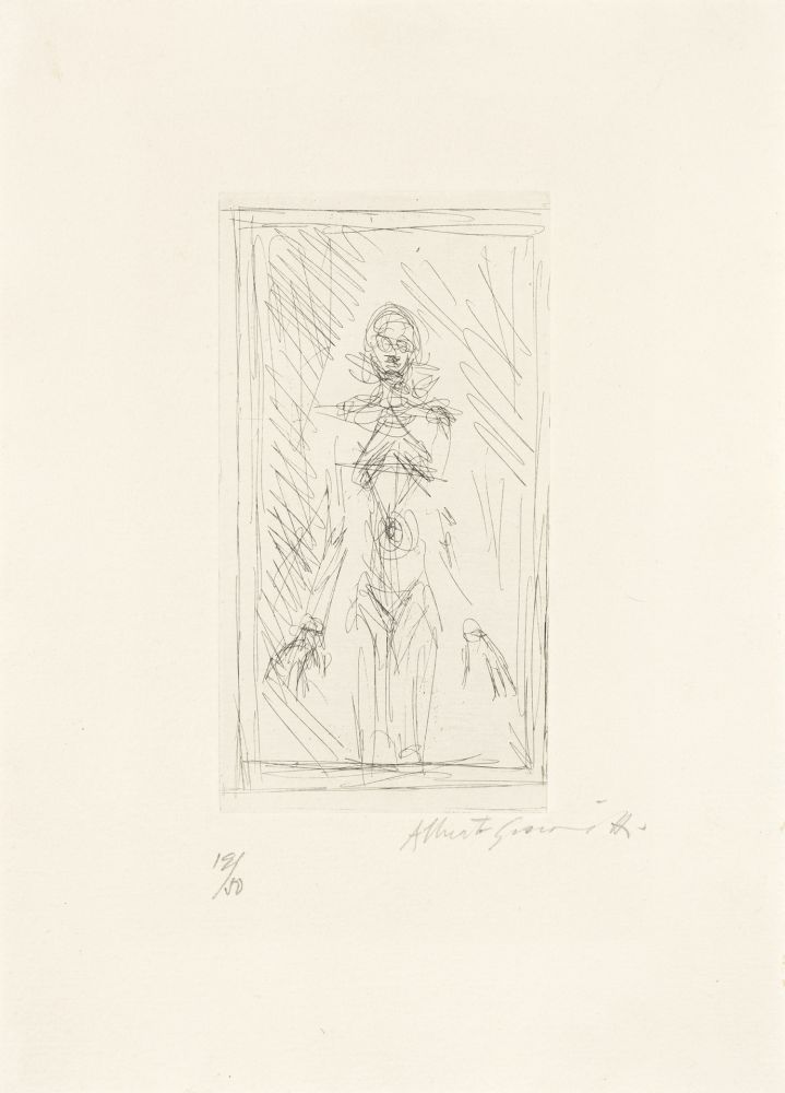Etching Giacometti - Femme nue de face à mi-corps