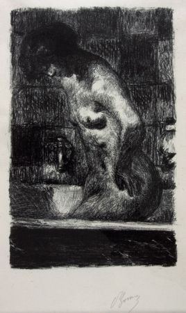 Lithograph Bonnard - Femme Nue Debout dans sa Baignoire