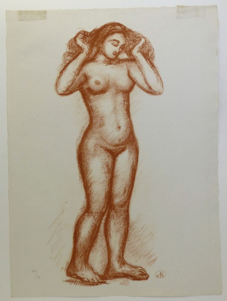 Lithograph Maillol - Femme nue en pied. 1935